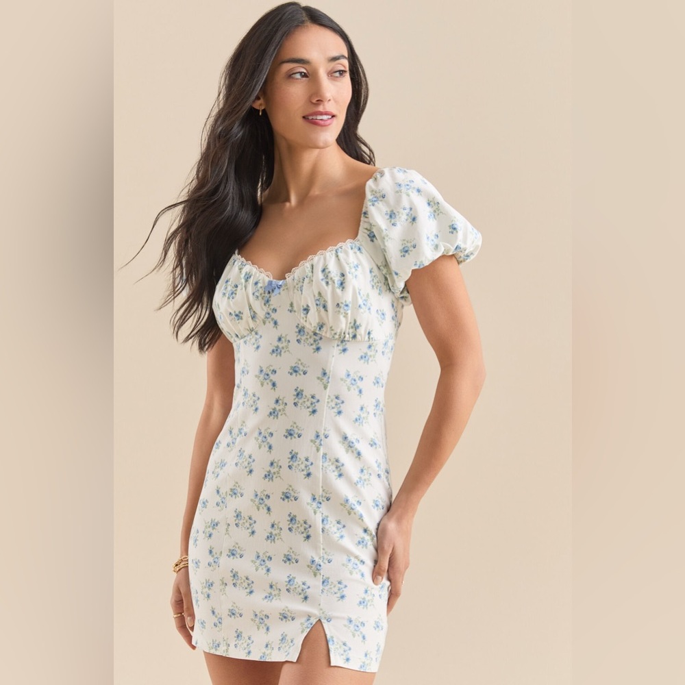 Altar’d State Giselle Floral Puff Sleeve Mini Dress | Size Large | NWOT